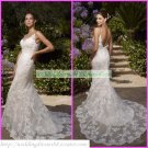 Free Shipping Double Spaghetti White Lace V-neck Bridal Gown Mermaid Wedding Dress M045