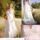 Free Shipping Strapless White Chiffon Bridal Gown Empire Maternity Beaded Wedding Dress