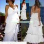 Free Shipping Double Spaghetti White Chiffon Bridal Gown Empire Maternity Towerskirt  Wedding Dress