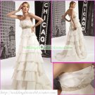 Free Shipping Strapless White Organza  Bridal Gown Empire Maternity Beaded Towerskirt  Wedding Dress
