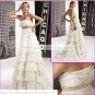 Free Shipping Strapless White Organza  Bridal Gown Empire Maternity Beaded Towerskirt  Wedding Dress