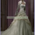 Free Shipping Strapless Lace Taffeta Bridal Gown Ruffled Beaded Wedding Dress With Jacket L04