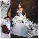 Free Shipping  Strapless White Satin Bridal Gown Embroidery Beaded Flowers Wedding Dress L35
