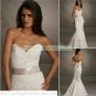 Free Shipping  Strapless White Lace Champagne Belt Beaded Mermaid Wedding Dress L34
