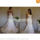 Free Shipping Strapless White Organza Silver Belt  Applique Beaded Mermaid Wedding Dress L18