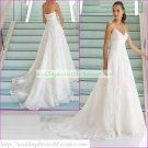 Free Shipping Double Spaghetti White Lace Bridal Gown Empire Maternity Beaded Wedding Dress