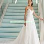 Free Shipping Double Spaghetti White Lace Bridal Gown Empire Maternity Beaded Wedding Dress