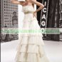 Free Shipping Strapless White Organza Bridal Gown Empire Maternity Beaded Towerskirt Wedding Dress