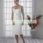 Free Shipping Strapless White Satin Knee-lenth Bridal Gown Lace Jacket  Wedding Dress H995