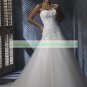 Free Shipping Strapless White Organza Lace Bridal Gown Applique Beaded A-line Wedding Dress A051