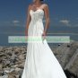 Free Shipping Strapless White Chiffon Bridal Gown Ruffled Beaded A-line Beach Wedding Dress A027