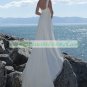 Free Shipping One Shoulder White Chiffon Bridal Gown Ruffled Beaded A-line Beach Wedding Dress A031