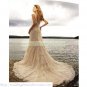Free Shipping  Double Straps Champagne Lace Applique Beaded  A-line Beach Wedding Dress L21