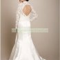 Free Shipping  Long Sleeves Lace Jacket White Satin Beaded Mermaid Wedding Dress L11
