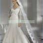 Free Shipping Long Sleeves Lace White A-line Bridal Gown Applique Beaded Wedding Dress L07