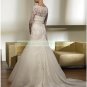 Free Shipping Long Sleeves Lace White Organza Bridal Gown Applique Beaded Wedding Dress L01