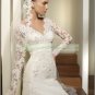 Free Shipping Long Sleeves Lace White Organza Bridal Gown Applique Beaded Wedding Dress L01