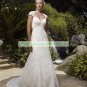 Free Shipping 2012 Cap Sleeves  White Lace  Bridal Gown A-line Beaded Wedding Dress