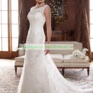 Double Straps  White Lace Bridal Gown Applique Beaded A-line Wedding Dress