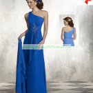 Free Shipping One Shoulder Blue Chiffon Ruffled Beaded the Mother of  Bridal Dress With Shawl 1(2)