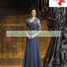 3/4 Sleeves Lace Jacet Gray Chiffon Lace Beaded Floor -Length the Mother of  Bridal Dress 1(12)