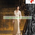 3/4 Sleeves Lace Beaded Jacet Champagne Satin Floor -Length the Mother of  Bridal Dress 1(14)