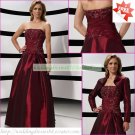 Free Shipping Long Sleeves Jacet Wine Taffeta Applique Beaded the Mother of  Bridal Dress 1(41)