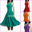 Free Shipping One Shoulder Green Red Purple Chiffon Ruffled Bridesmiad Dress Cocktail Dress