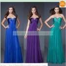 Free Shipping Strapless Blue Purple Green Ruffled Beaded Bridesmiad Dress Evening Dress