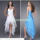 Free Shipping 2012 Strapless White Black Blue Chiffon Beaded Bridesmiad Dress Cocktail Dress