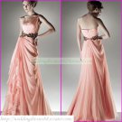 Free Shipping One Shoulder Pink Chiffon Party Dress Prom Dress Pleated Bridesmaid Dress