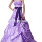 Free Shipping Strapless Pink Purple Green Taffeta Ruffled Beaded Ball Gown Prom Dress