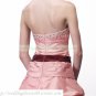 Free Shipping Strapless Pink Purple Green Taffeta Ruffled Beaded Ball Gown Prom Dress