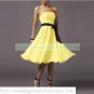 Free Shipping Strapless White Yellow Pink Chiffon Ruffled Bridesmiad Dress Cocktail Dress