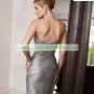 Free Shipping 3/4 Sleeves Jacket Silver Satin Ruffled Tea -Length the Mother of Bridal Dress 1(4)