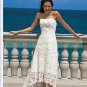 Strapless White Lace Short Wedding Dress Beaded Tea-length Beach Wedding Dress