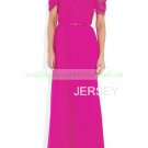 2012 Hot Sale Free Shipping Cap Sleeves Red Chiffon Ruffled  Evening Dress Party Dress