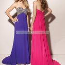 Free Shipping Strapless Purple Red Chiffon Ruffled Beaded Empire Maternity Evening Dress Party Dress