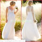 2011 Free Shipping Double Straps White Chiffon Empire Maternity Bridal Gown Beaded Wedding Dress