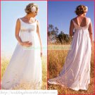 2011 Free Shipping Double Straps White Chiffon Empire Maternity Bridal Gown Beaded Wedding Dress