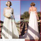 2011 Free Shipping Halter White Chiffon Empire Maternity Bridal Gown Beaded Wedding Dress