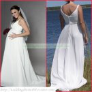 Free Shipping Double Straps White Chiffon Empire Maternity Bridal Gown  Beaded Wedding Dress H019