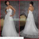 Free Shipping Strapless White Organza Empire Maternity Bridal Gown Applique Beaed Wedding Dress