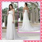 Free Shipping Strapless White Chiffon Empire Maternity Bridal Gown Ruffled Beaded Wedding Dress H043