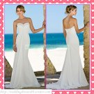 Free Shipping Strapless White Chiffon Empire Maternity Bridal Gown Ruffled  Beach Wedding Dress H046