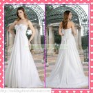 Free Shipping Strapless White Chiffon Empire Maternity Bridal Gown Applique Beaded Wedding Dress