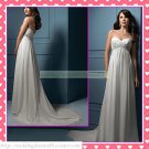 Free Shipping Strapless White Chiffon Empire Maternity Bridal Gown Ruffled Beaded Wedding Dress H049