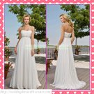 Free Shipping Strapless White Chiffon Empire Maternity Bridal Gown Ruffled Beaded Wedding Dress H055