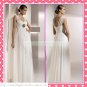 2012 Free Shipping Double Straps White Chiffon Empire Maternity Ruffled Beaded Wedding Dress