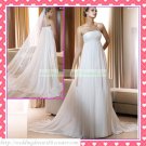 2012 Hot Sale Free Shipping Strapless White Chiffon Empire Maternity Ruffled Wedding Dress